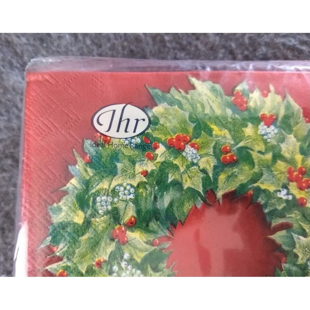 IHR 3-Ply Paper Napkins Bundle 20 Lunch & Cocktail + Round Candle Wreath Garland